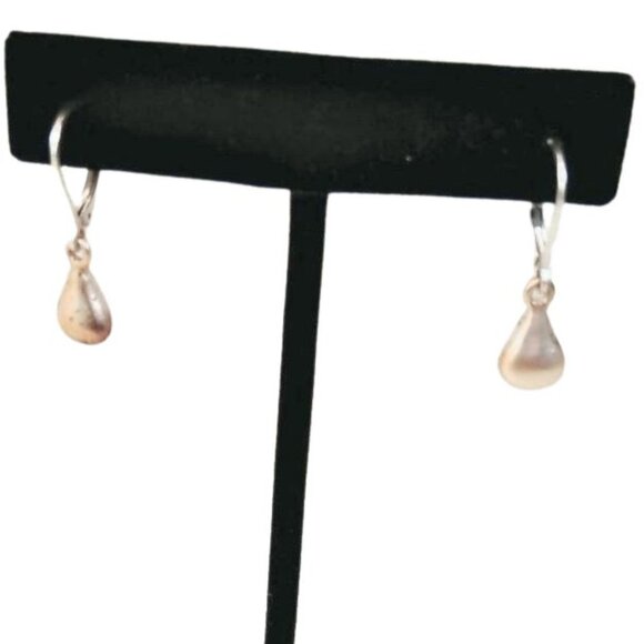 Demure Karma Bella Drop Silver Tone Teardrop Pear Charm 1" Dangle Earrings JW152 - Picture 3 of 5